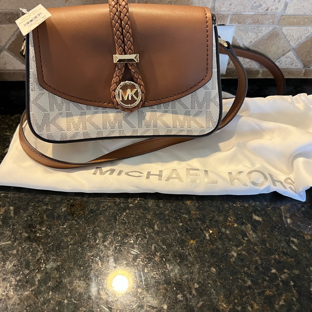 Michael Kors Brown and Cream Crossbody Bag